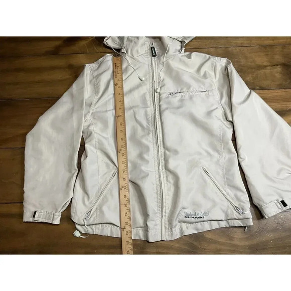 Men's Vintage TIMBERLAND Performance Waterproof Jacket Coat Beige Small/Medium - Picture 3 of 10